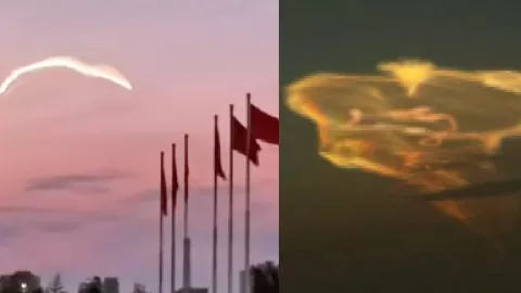 河北石家庄保定天空火箭轨迹异像