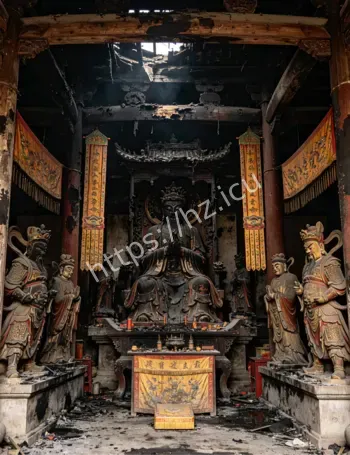 福建安溪古庙雷击神像